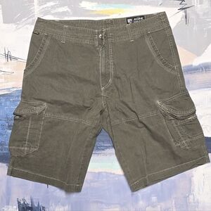 Kuhl Ambush Cargo Shorts Mens 36 Vintage Patina dye Zipper Pocket Outdoor Hiking